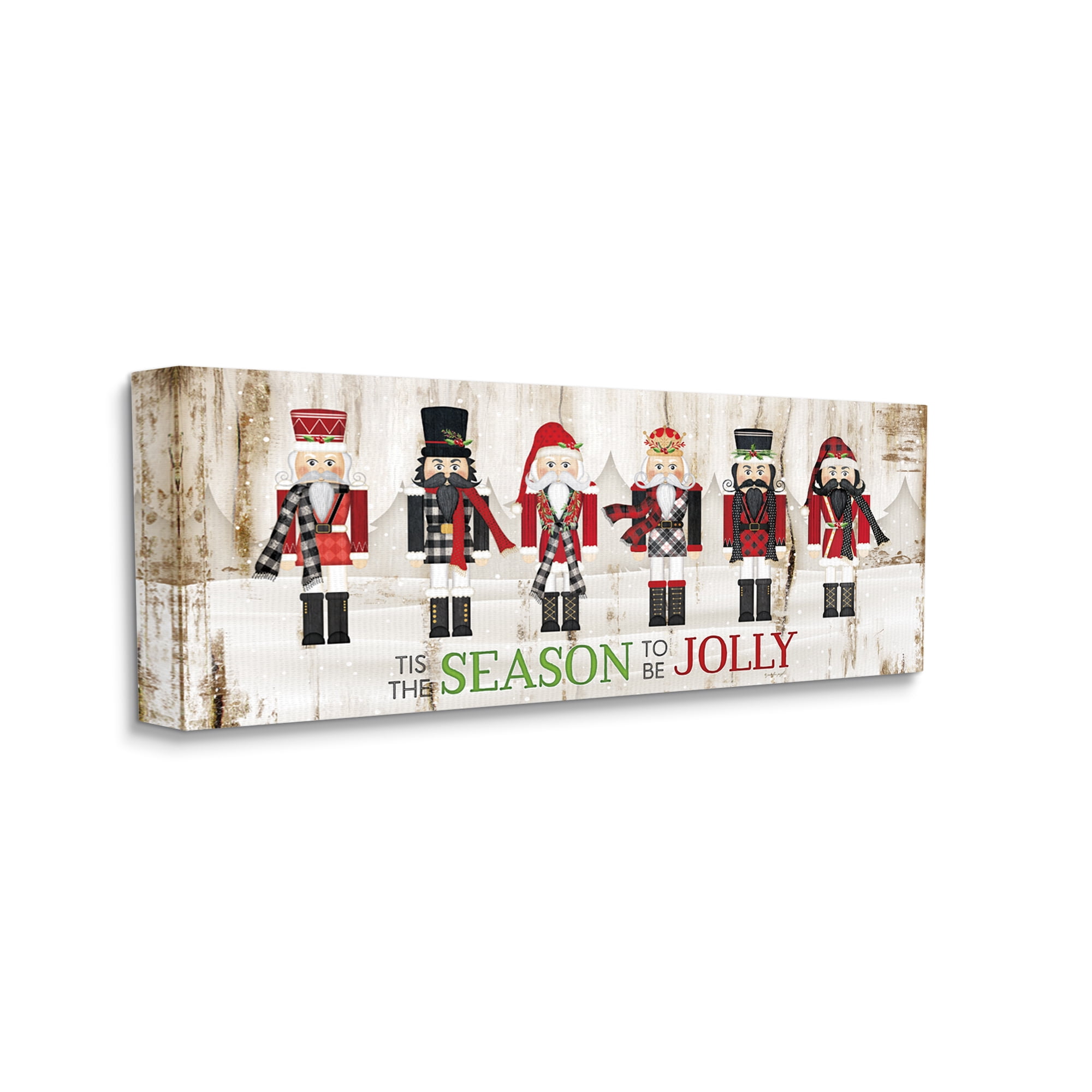 Stupell Industries To Be Jolly Festive Phrase Winter Christmas Nutcrackers Inspirational Painting Gallery Wrapped Canvas Print Wall Art, 17 x 40