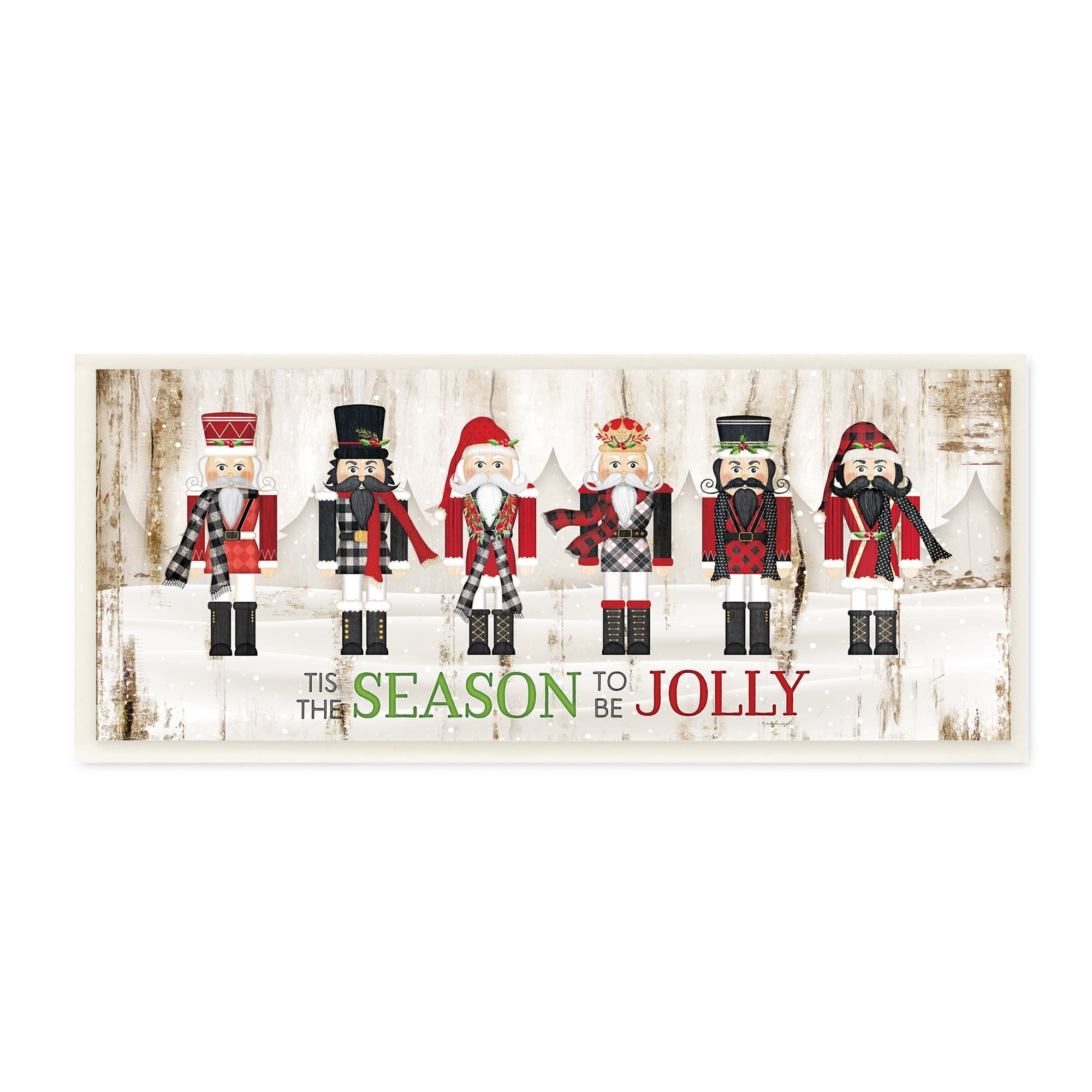 Stupell Industries To Be Jolly Festive Phrase Winter Christmas Nutcrackers Inspirational Painting Unframed Art Print Wall Art, 7 x 17
