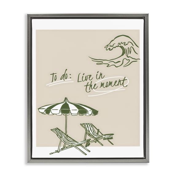 Stupell Industries Coastal To Do: Live In The Moment Gray Floating Frame Canvas Art, 25 x 31, by The Prints Vibe