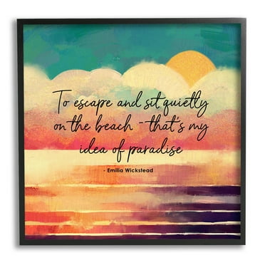Stupell Industries To Escape Paradise Phrase Graphic Art Black Framed Art Print Wall Art, Design by Ziwei Li
