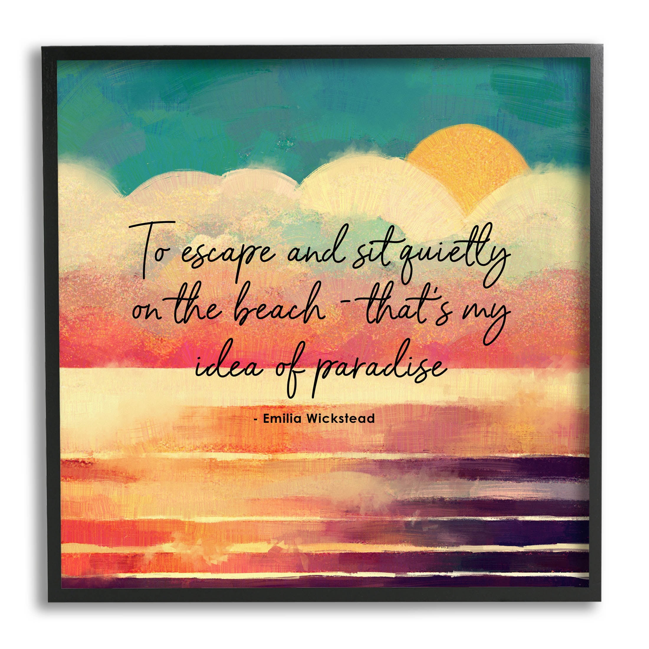 Stupell Industries To Escape Paradise Phrase Graphic Art Black Framed Art Print Wall Art, Design by Ziwei Li
