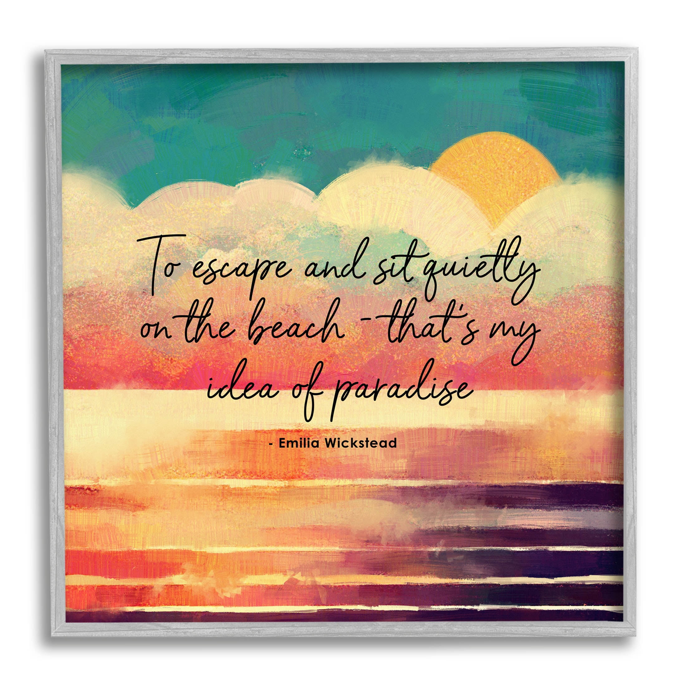Stupell Industries To Escape Paradise Phrase Graphic Art Gray Framed Art Print Wall Art, Design by Ziwei Li