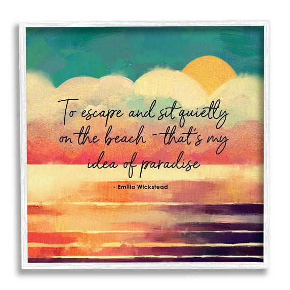 Stupell Industries To Escape Paradise Phrase Graphic Art White Framed Art Print Wall Art, Design by Ziwei Li