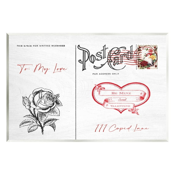 Stupell Industries To My Love Valentines Postcard Graphic Art Unframed Art Print Wall Art, Design by Lil' Rue