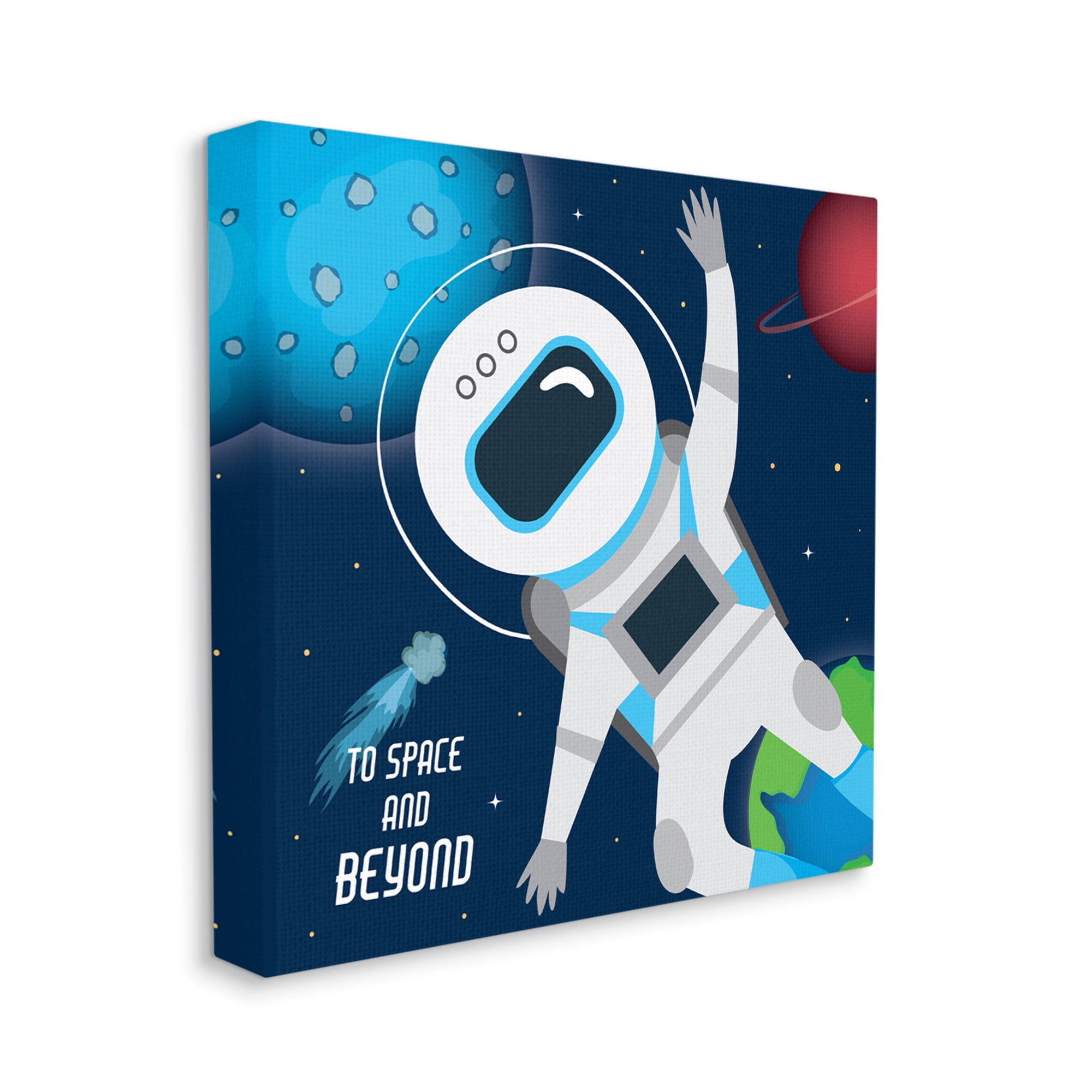 Stupell Industries To Space and Beyond Blue Comet Astronaut Wave, 24 x 24, Designed by AE Design