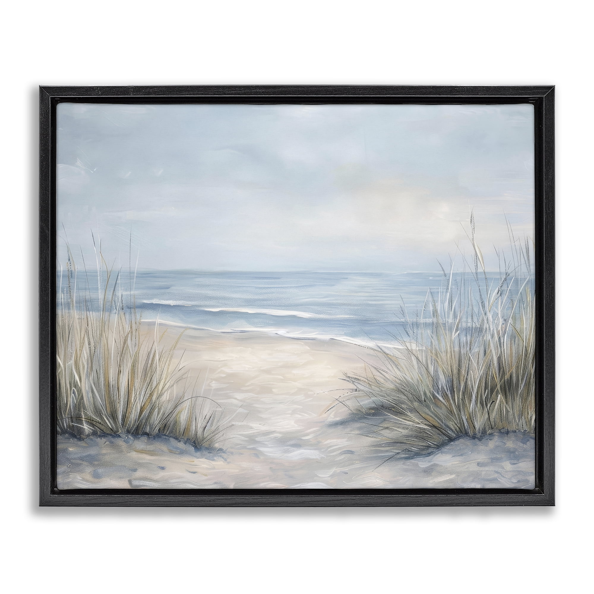 Stupell Industries To The Beach Tranquil Landscape Black Framed Floater Canvas Wall Art, design by Petal Prints Design