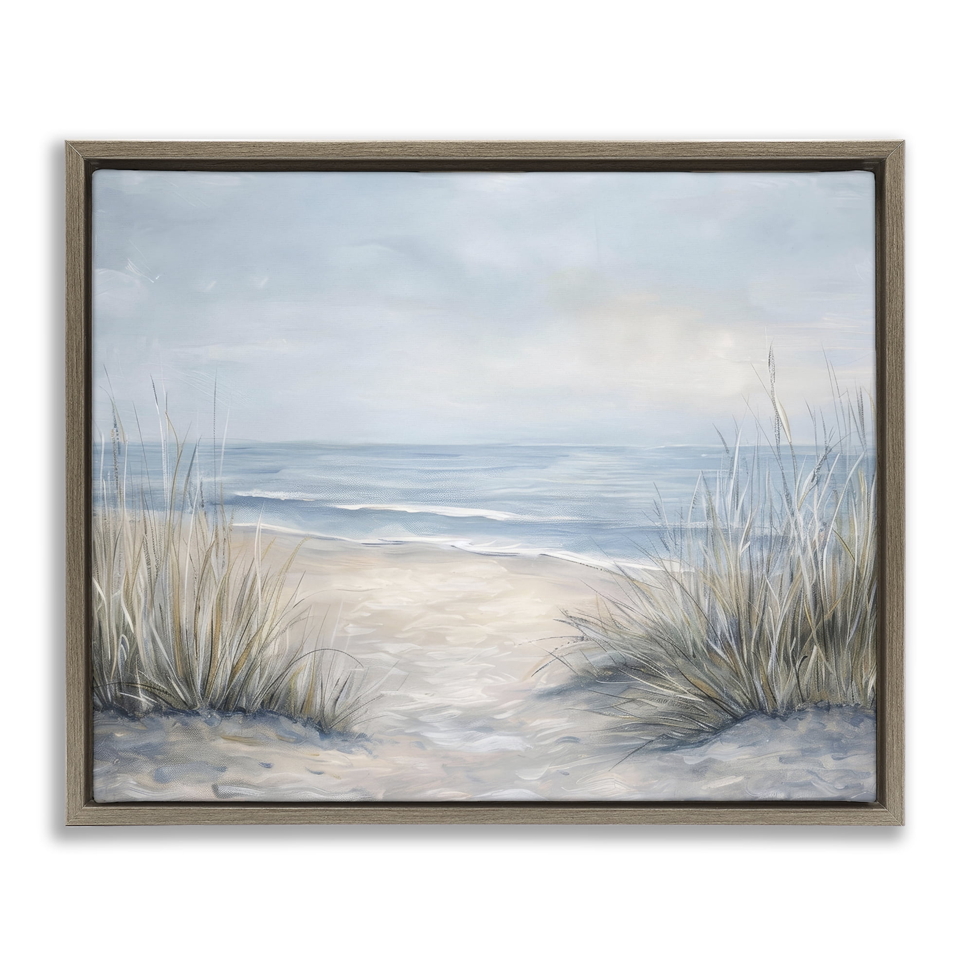 Stupell Industries To The Beach Tranquil Landscape Brown Framed Floater Canvas Wall Art, design by Petal Prints Design