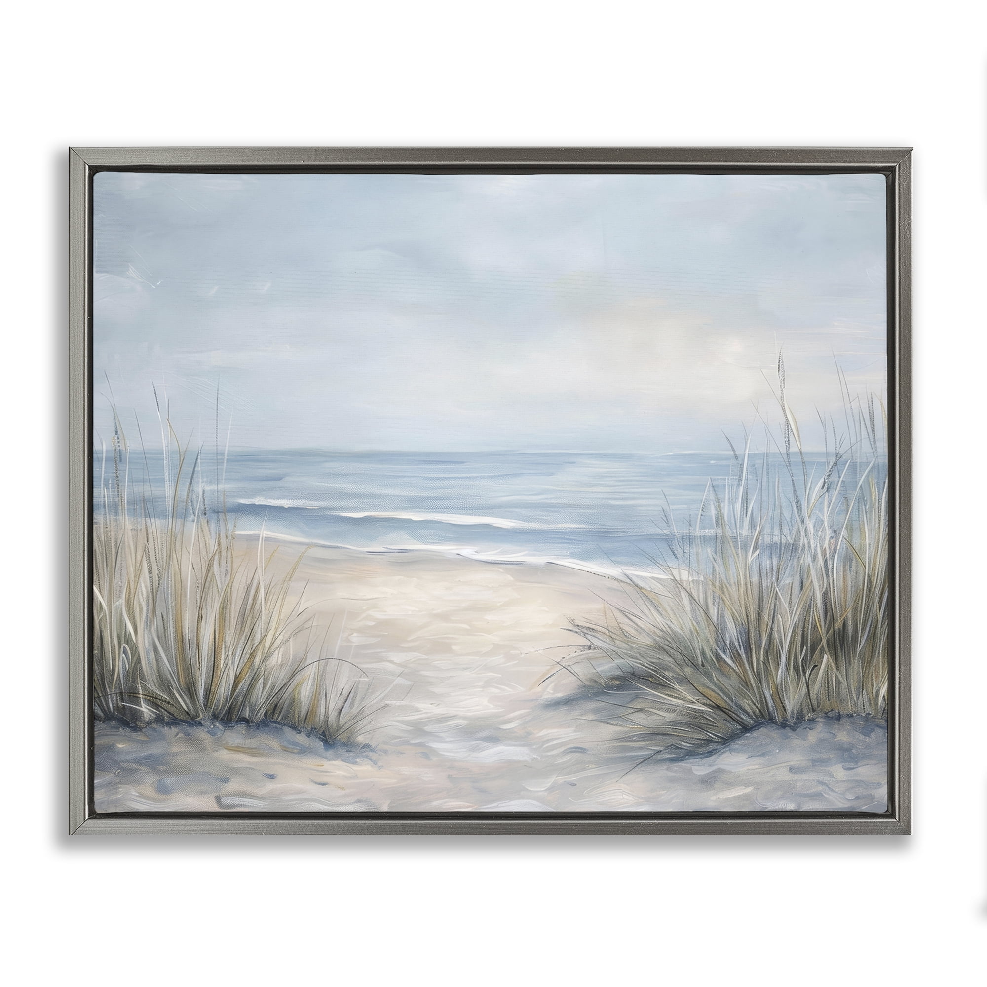 Stupell Industries To The Beach Tranquil Landscape Gray Framed Floater Canvas Wall Art, design by Petal Prints Design