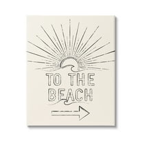 Stupell Industries To The Beach Weathered Vintage Sun Horizon Typography Graphic Art Gallery Wrapped Canvas Print Wall Art, Design by JJ Design House LLC