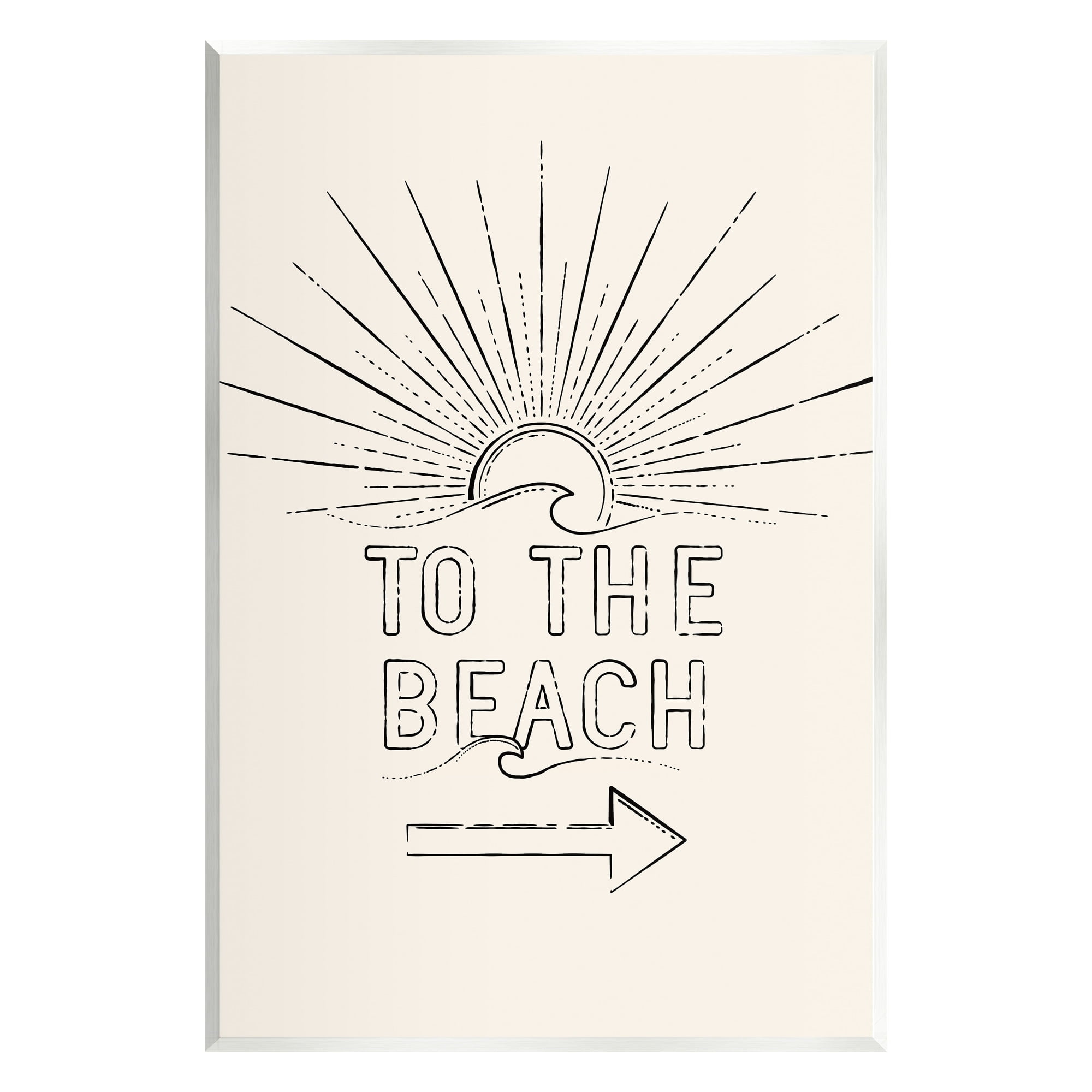 Stupell Industries To The Beach Weathered Vintage Sun Horizon Typography Graphic Art Unframed Art Print Wall Art, Design by JJ Design House LLC