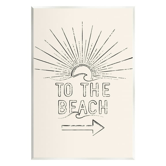 Stupell Industries To The Beach Weathered Vintage Sun Horizon Typography Graphic Art Unframed Art Print Wall Art, Design by JJ Design House LLC