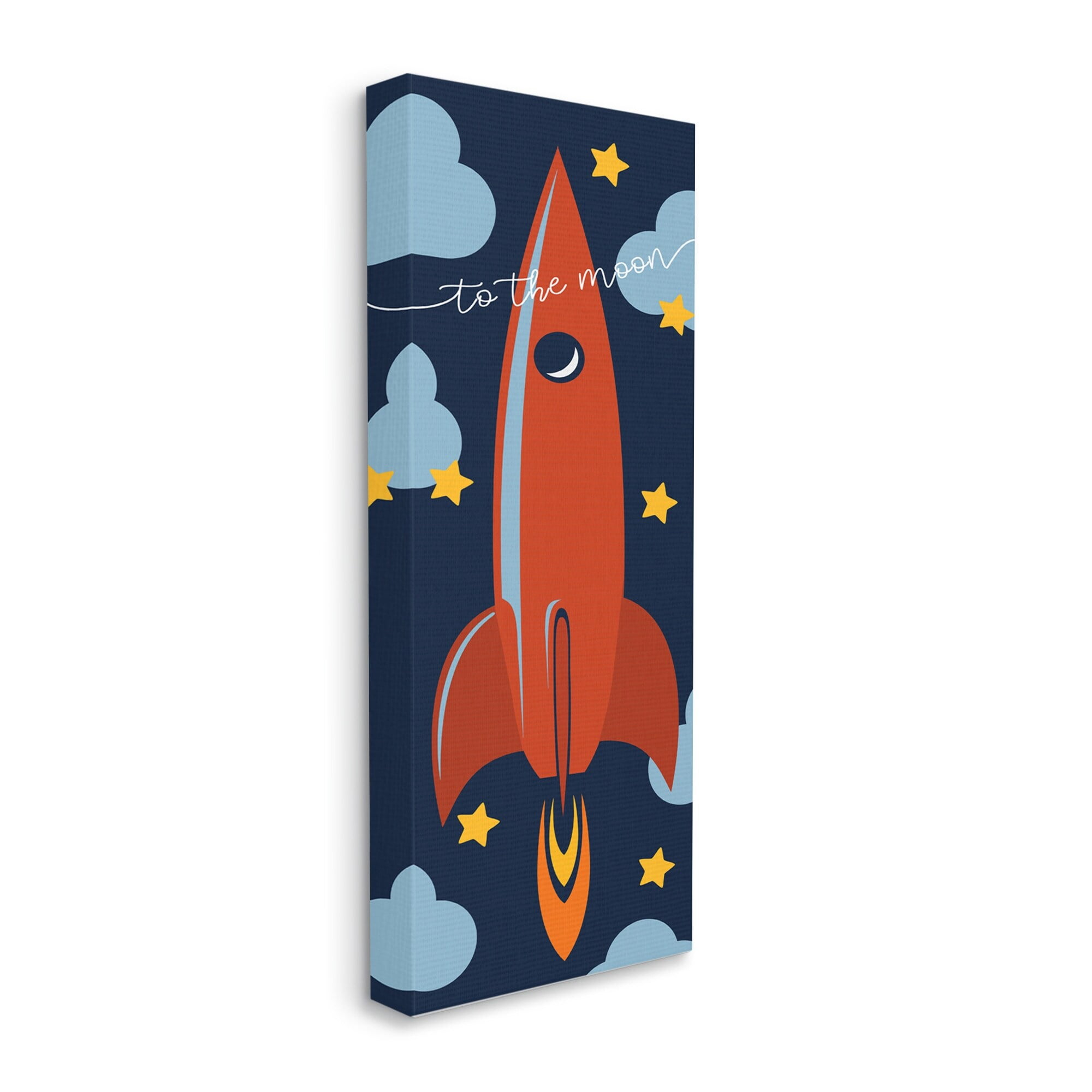 Stupell Industries To The Moon Quote Whimsical Rocket Ship Space,20 x 48,Designed by Daphne Polselli