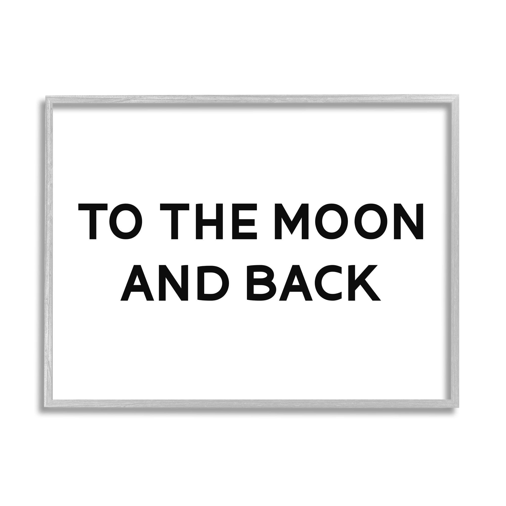 Stupell Industries To The Moon and Back Phrase Minimal Typography Graphic Art Gray Framed Art Print Wall Art, 30x24, by Daphne Polselli