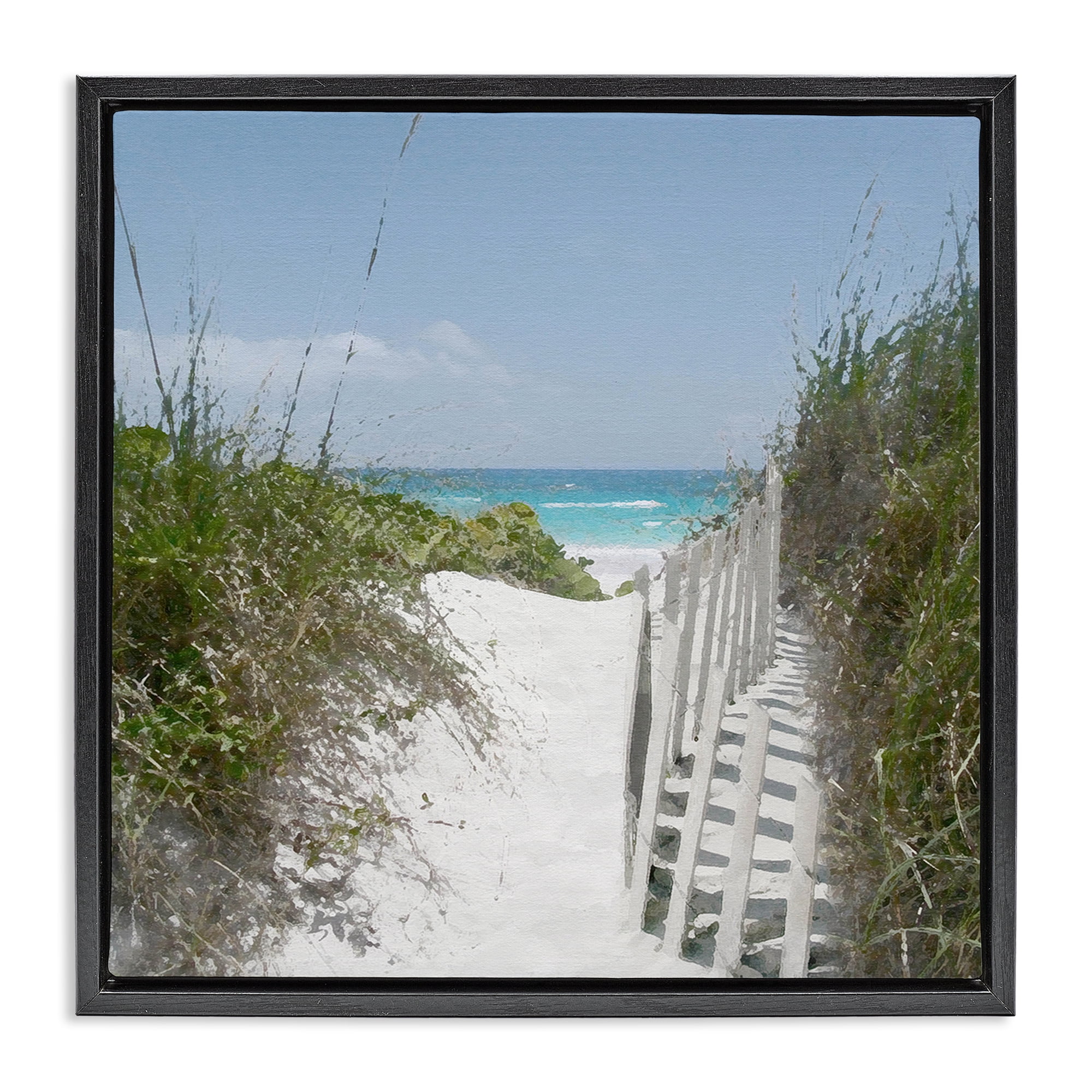 Stupell Industries To The Sea Landscape Coastal Photography Black Floater Framed Canvas Art Print Wall Art, 25 x 25