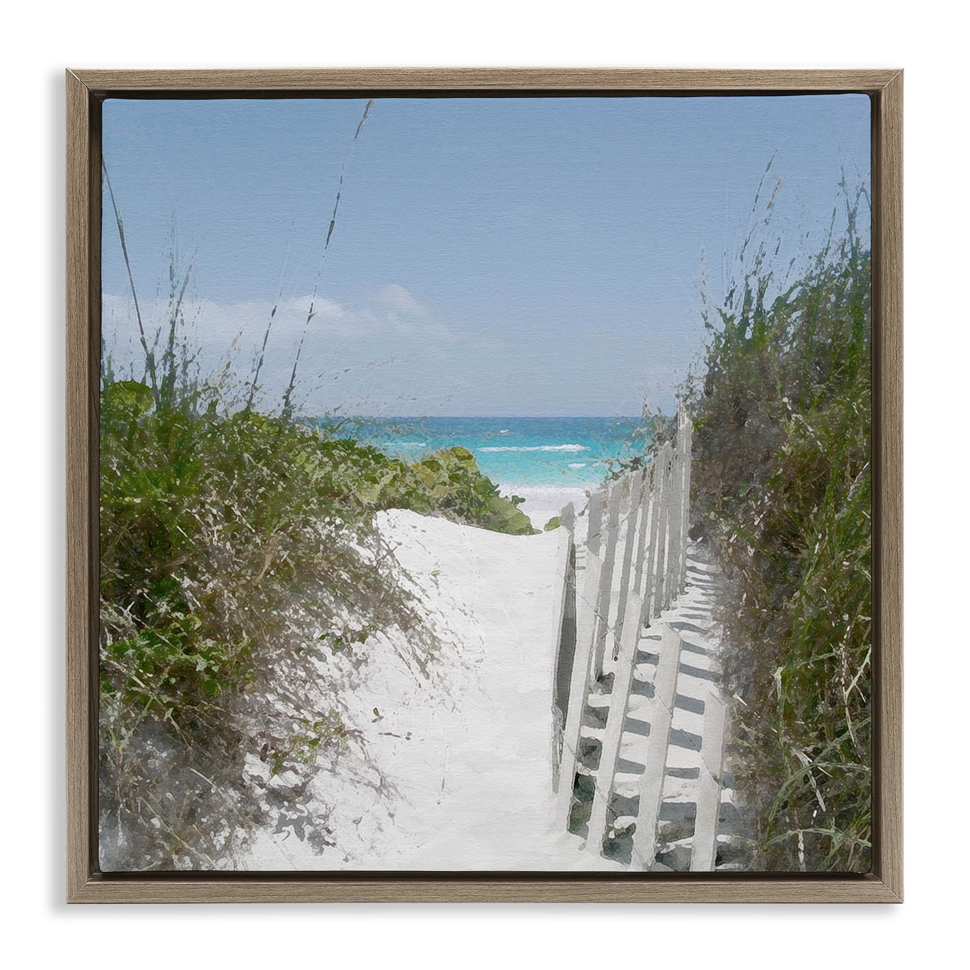 Stupell Industries To The Sea Landscape Coastal Photography Brown Floater Framed Canvas Art Print Wall Art, 18 x 18