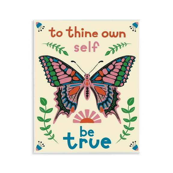 Stupell Industries To Thine Self Be True Phrase Insects Painting Unframed Art Print Wall Art, 11 x 14