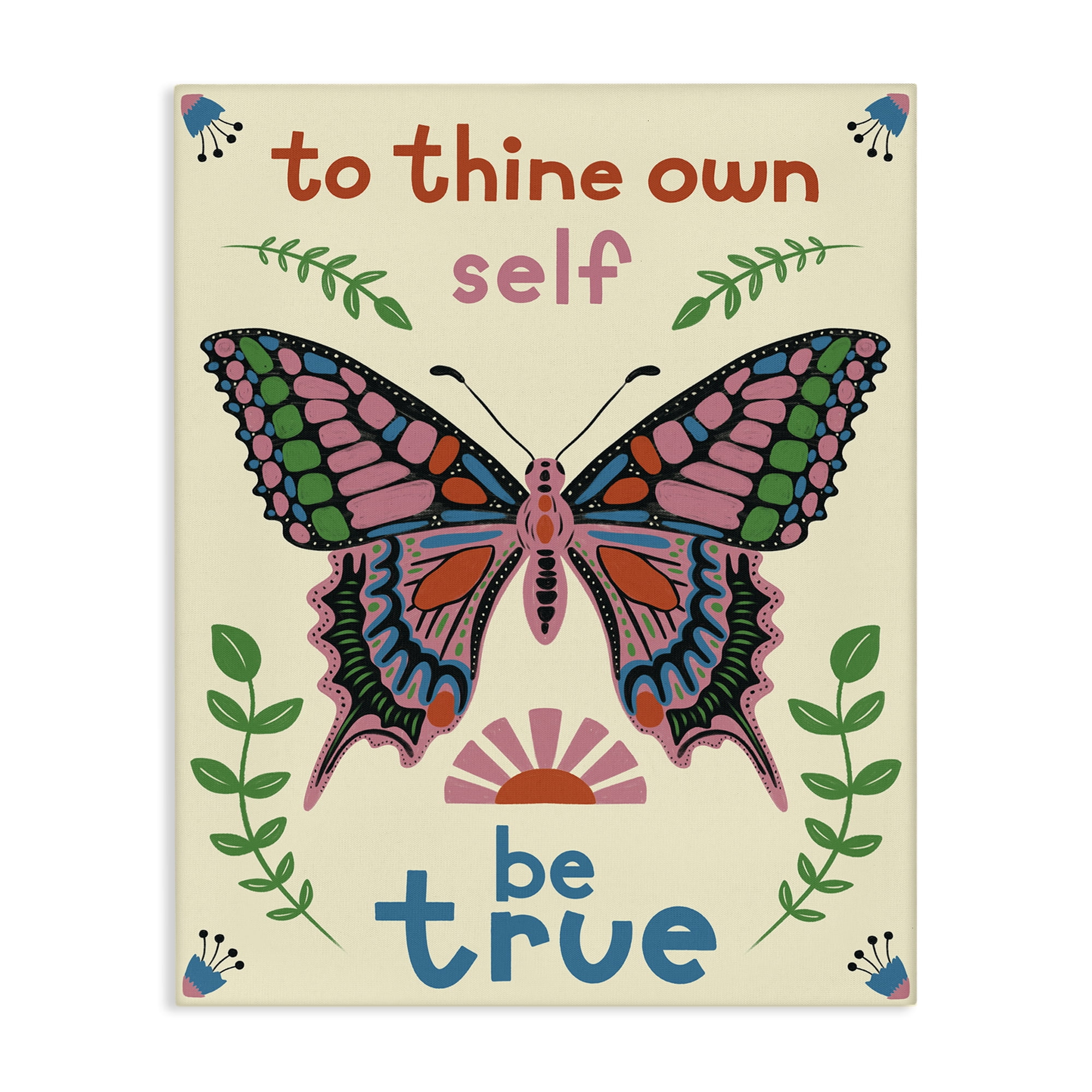 Stupell Industries To Thine Self Be True Phrase Insects Painting Wrapped Canvas Art Print Wall Art, 30 x 40