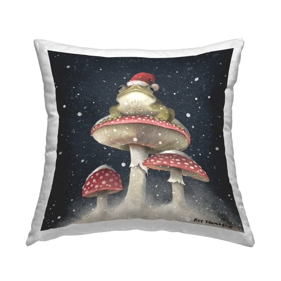 Stupell Industries Toad Atop Mushrooms Holiday Nature Printed Throw Pillow Design by Roy Thompson