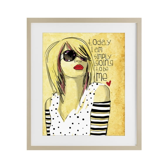 Stupell Industries Contemporary Today I Am Simply Me Birch Framed Print Under Glass, 17 x 21, by Suzanne Millius