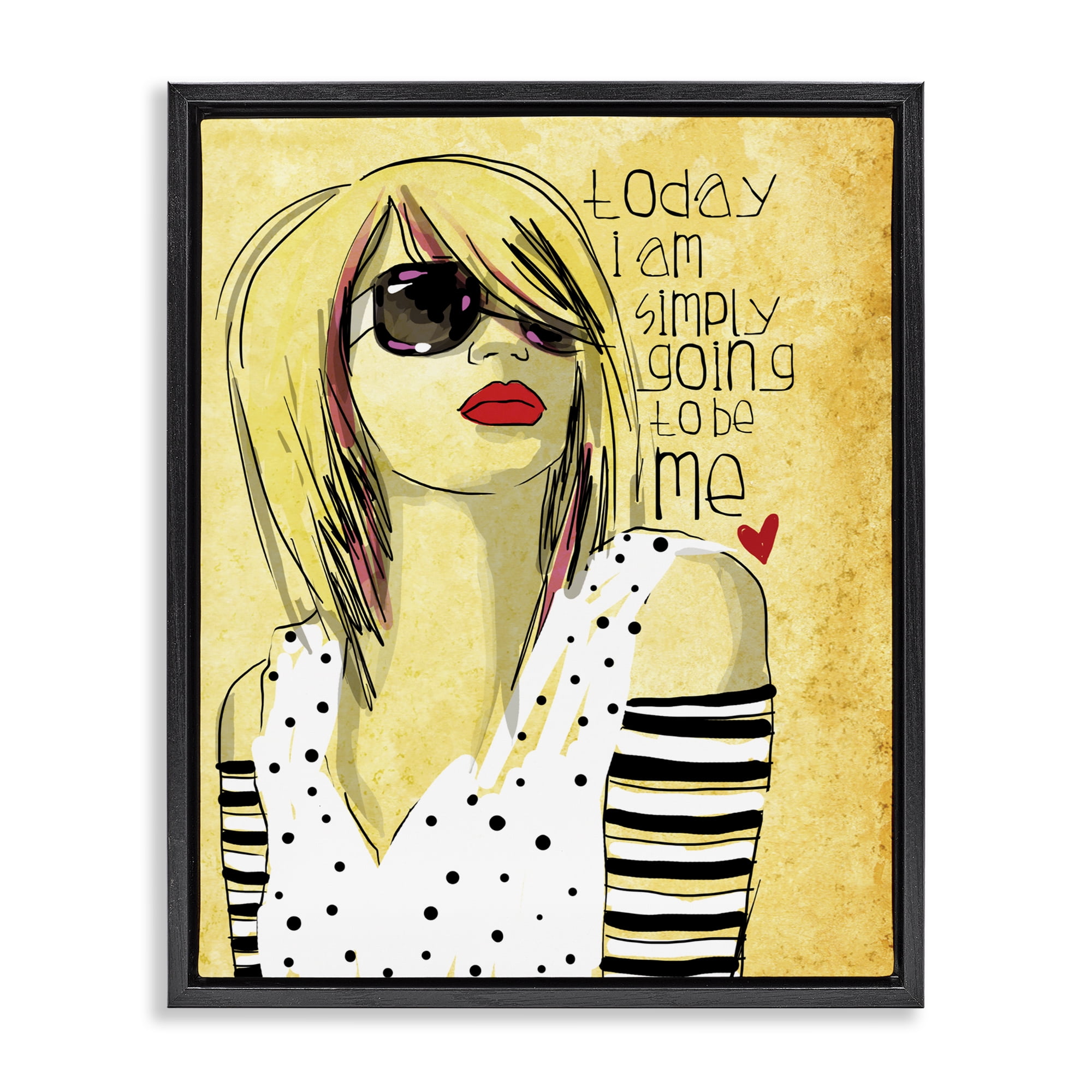 Stupell Industries Today I Am Simply Me Black Framed Floater Canvas Wall Art, design by Suzanne Millius