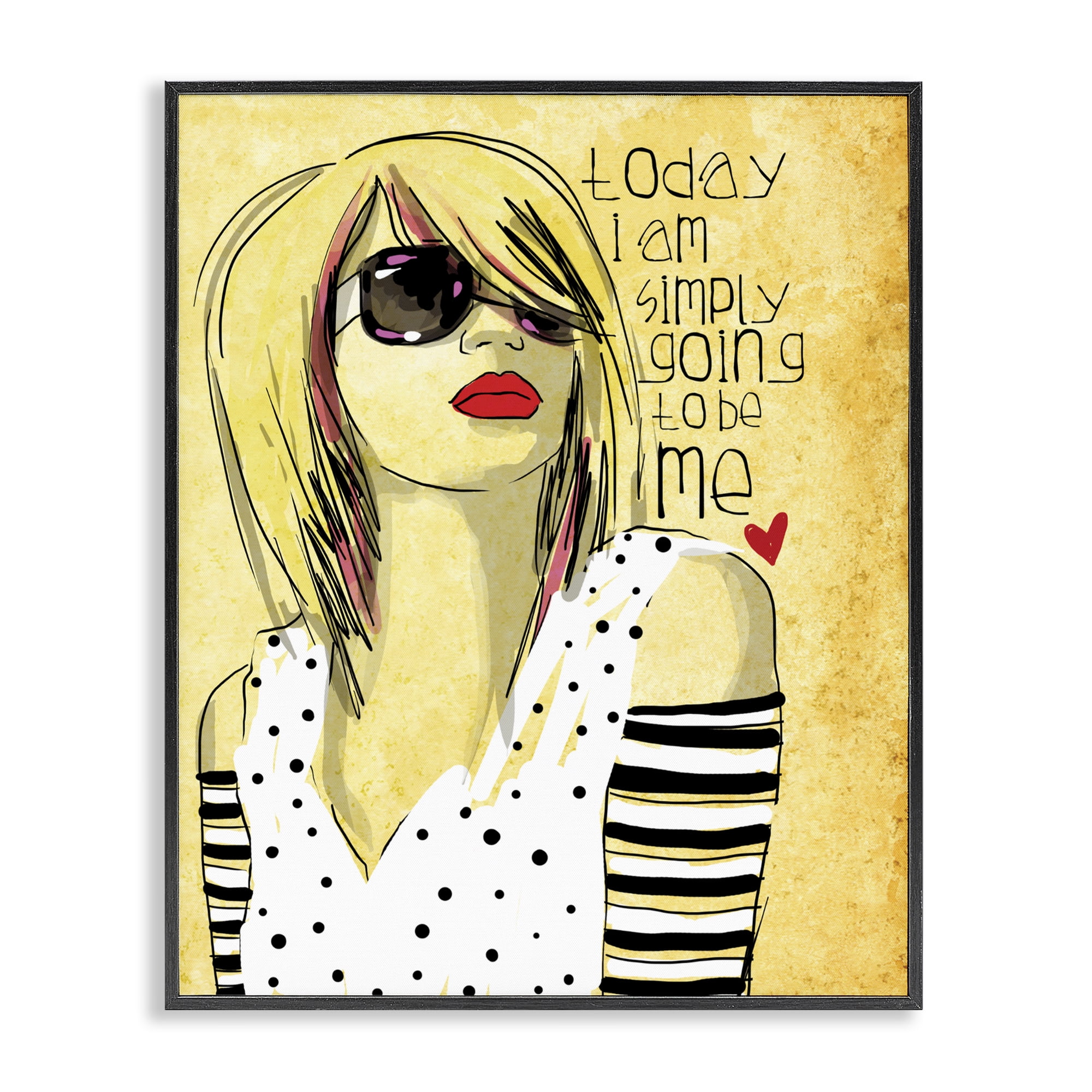 Stupell Industries Today I Am Simply Me Black Framed Giclee Art, design by Suzanne Millius