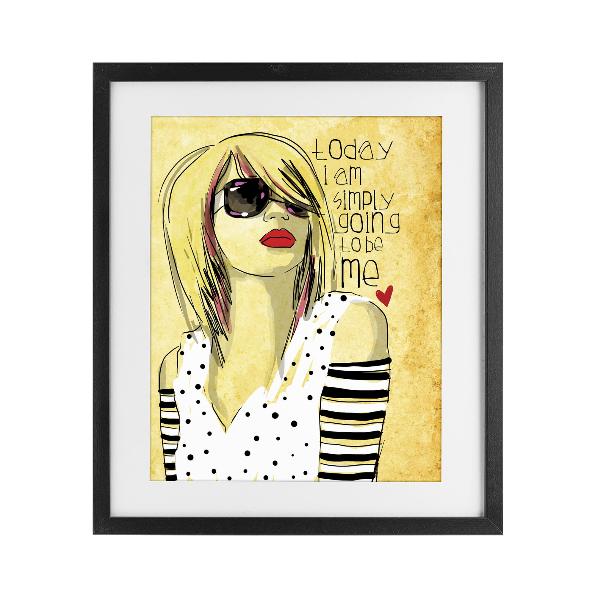 Stupell Industries Today I Am Simply Me Black Framed Print Under Glass, design by Suzanne Millius