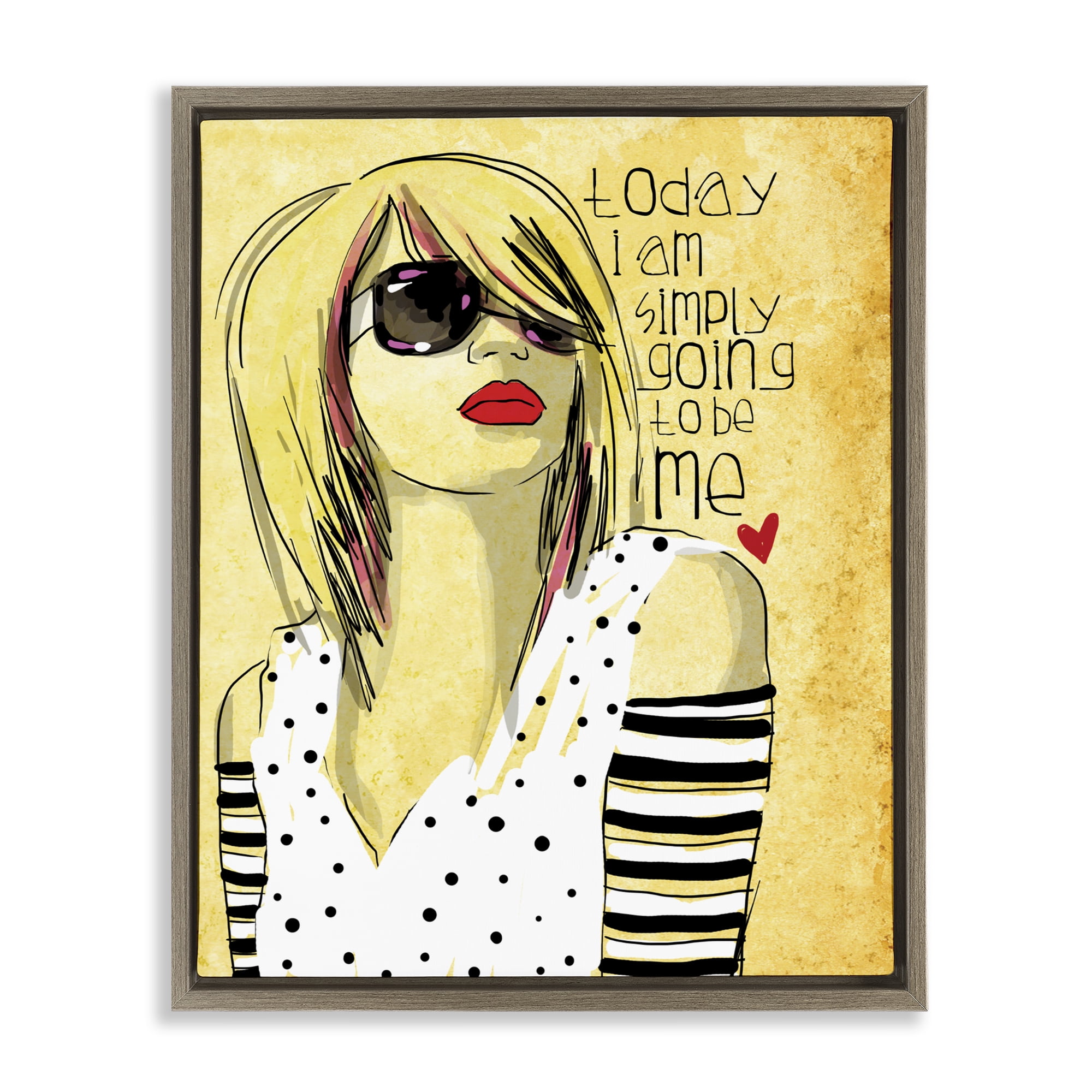 Stupell Industries Today I Am Simply Me Brown Framed Floater Canvas Wall Art, design by Suzanne Millius
