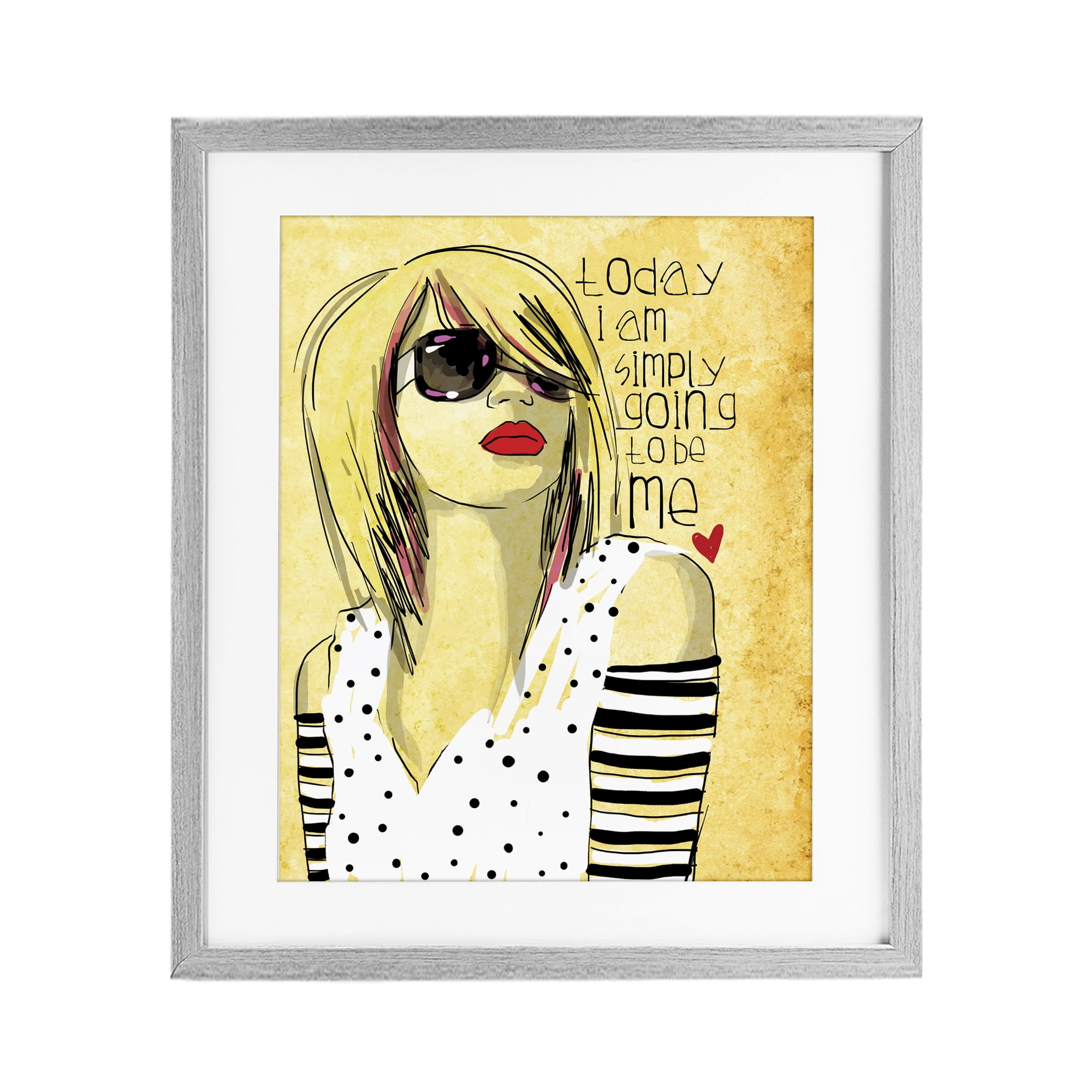 Stupell Industries Today I Am Simply Me Gray Framed Print Under Glass, design by Suzanne Millius