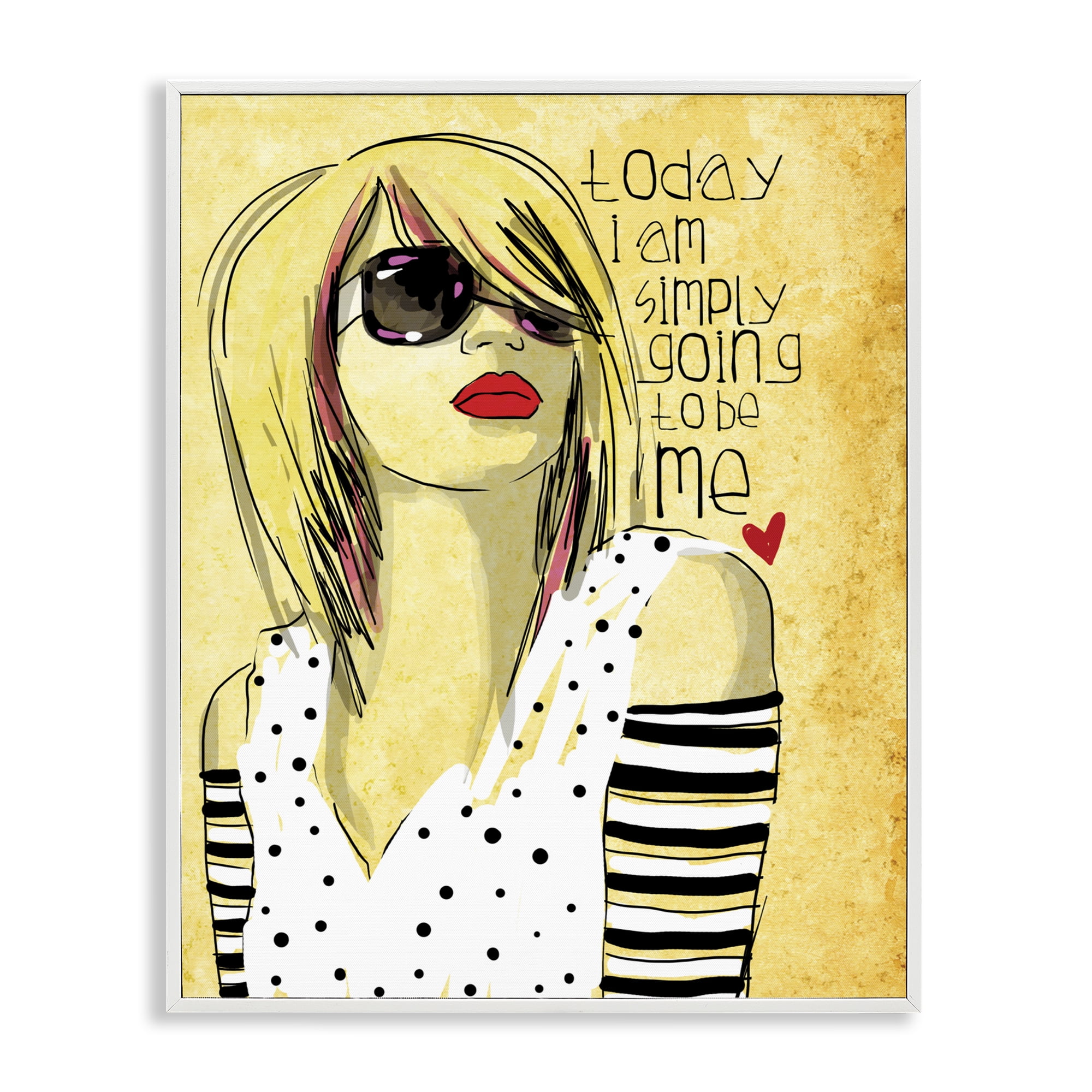 Stupell Industries Today I Am Simply Me White Framed Giclee Art, design by Suzanne Millius