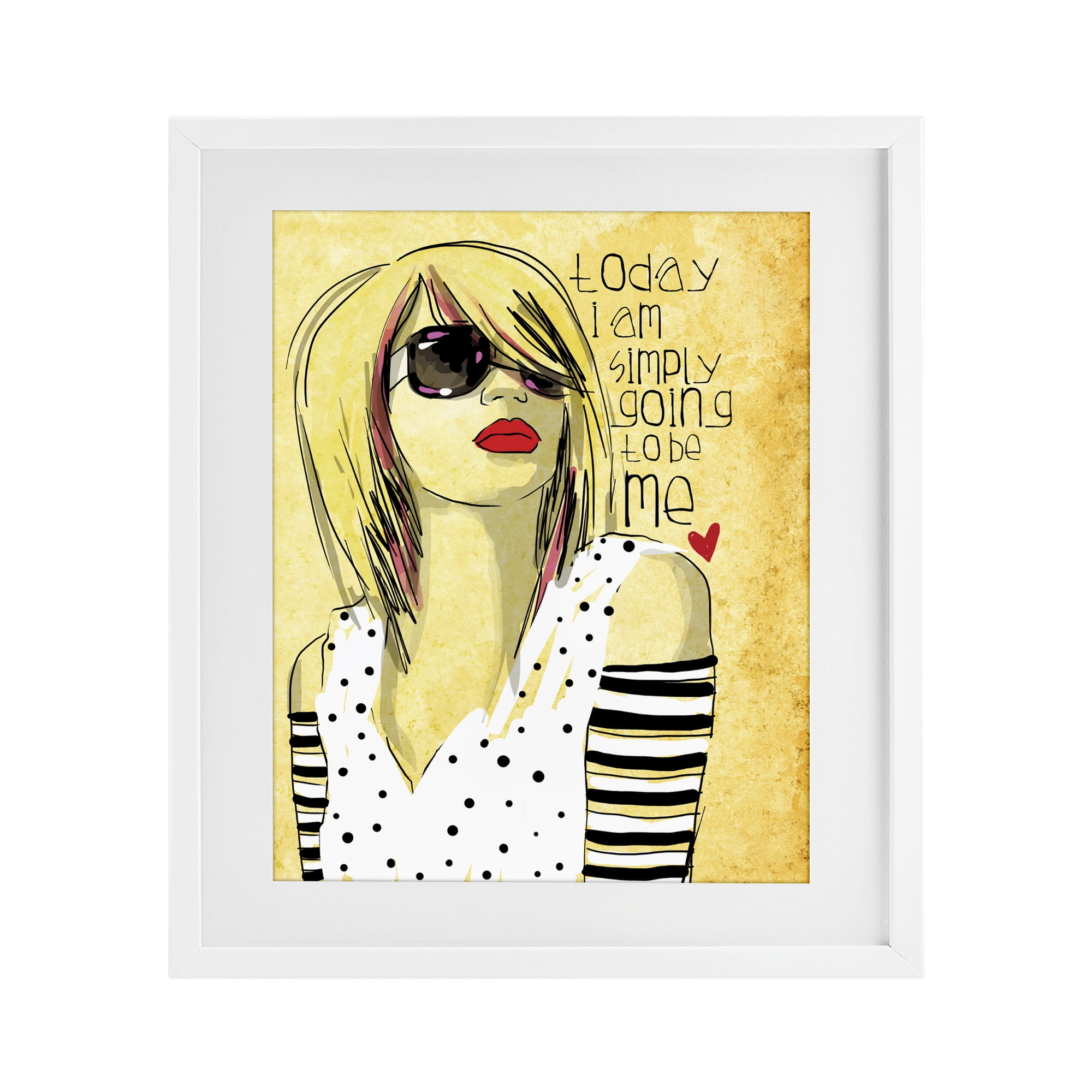 Stupell Industries Today I Am Simply Me White Framed Print Under Glass, design by Suzanne Millius