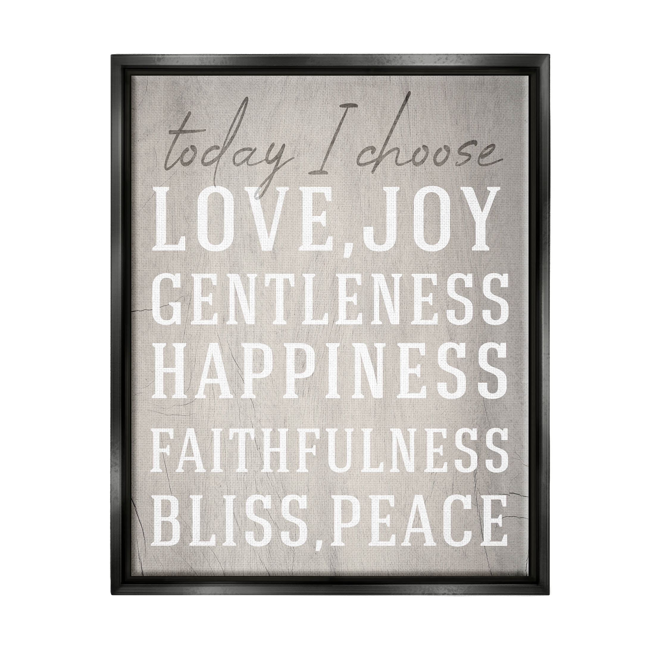 Stupell Industries Today I Choose Uplifting List Graphic Art Jet Black Floating Framed Canvas Print Wall Art, Design by Lil' Rue