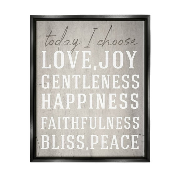 Stupell Industries Today I Choose Uplifting List Graphic Art Jet Black Floating Framed Canvas Print Wall Art, Design by Lil' Rue
