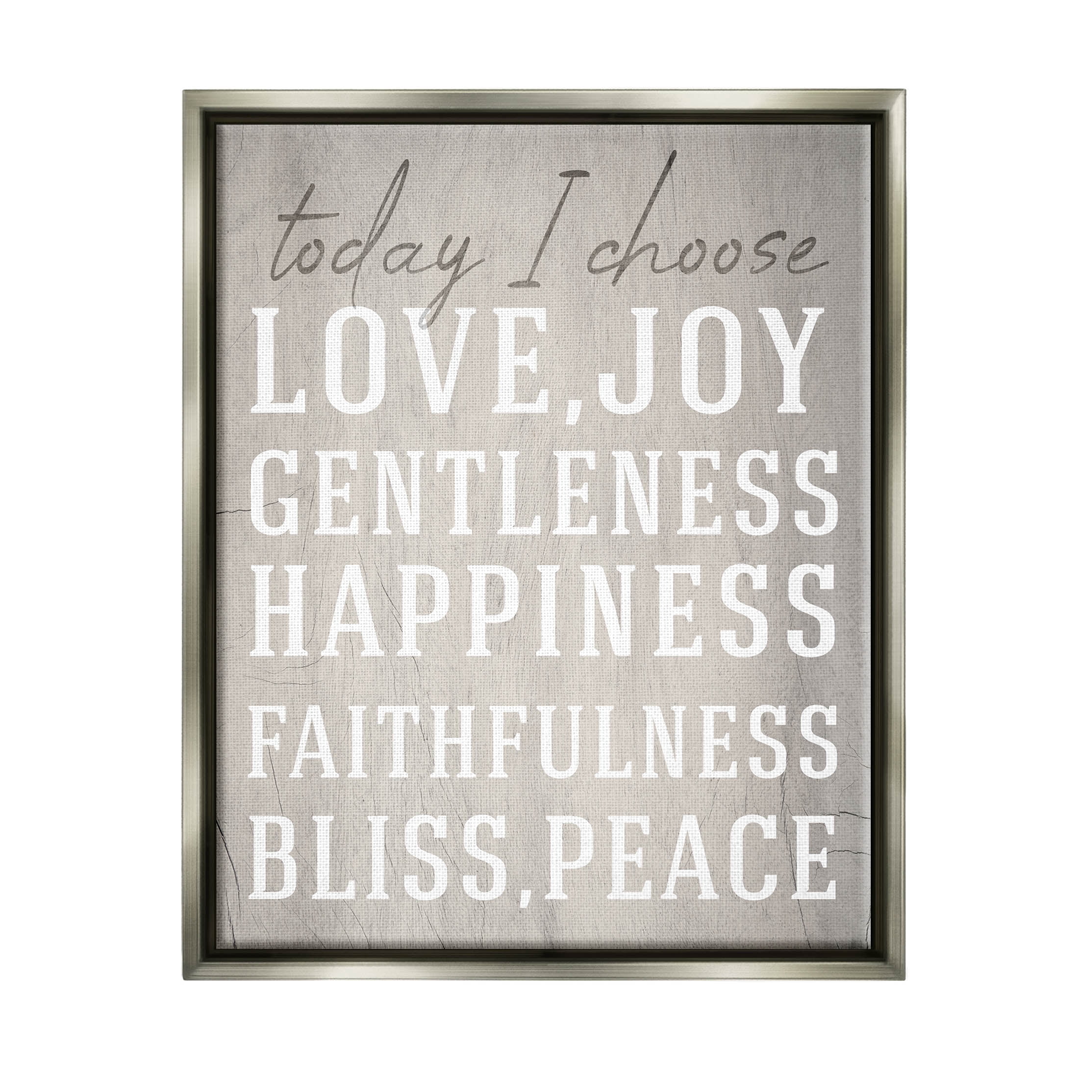 Stupell Industries Today I Choose Uplifting List Graphic Art Luster Gray Floating Framed Canvas Print Wall Art, Design by Lil' Rue