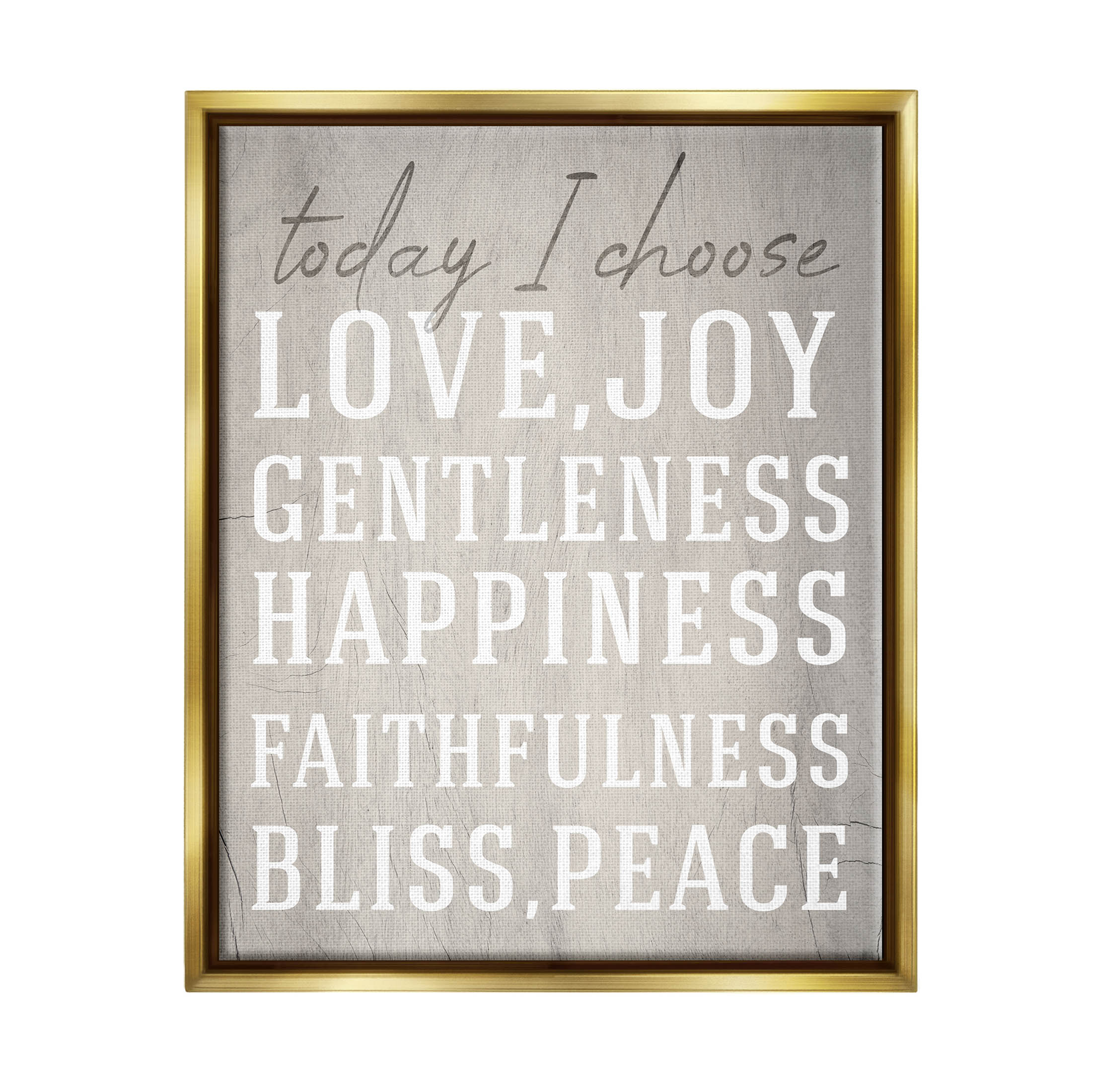 Stupell Industries Today I Choose Uplifting List Graphic Art Metallic Gold Floating Framed Canvas Print Wall Art, Design by Lil' Rue