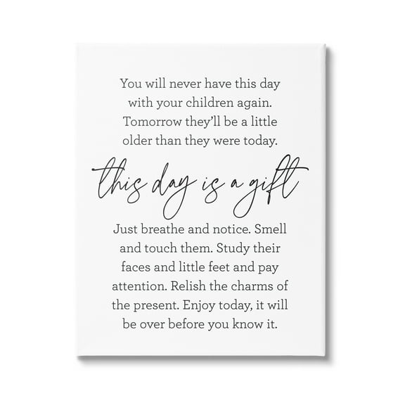 Stupell Industries Today Is A Gift Heartwarming Parenthood Children Quote Graphic Art Gallery Wrapped Canvas Print Wall Art, Design by Lettered and Lined