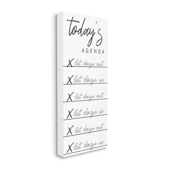 Stupell Industries Today's Agenda Taking Dog Out Funny Checklist Canvas Wall Art, 20 x 48, Design by Daphne Polselli