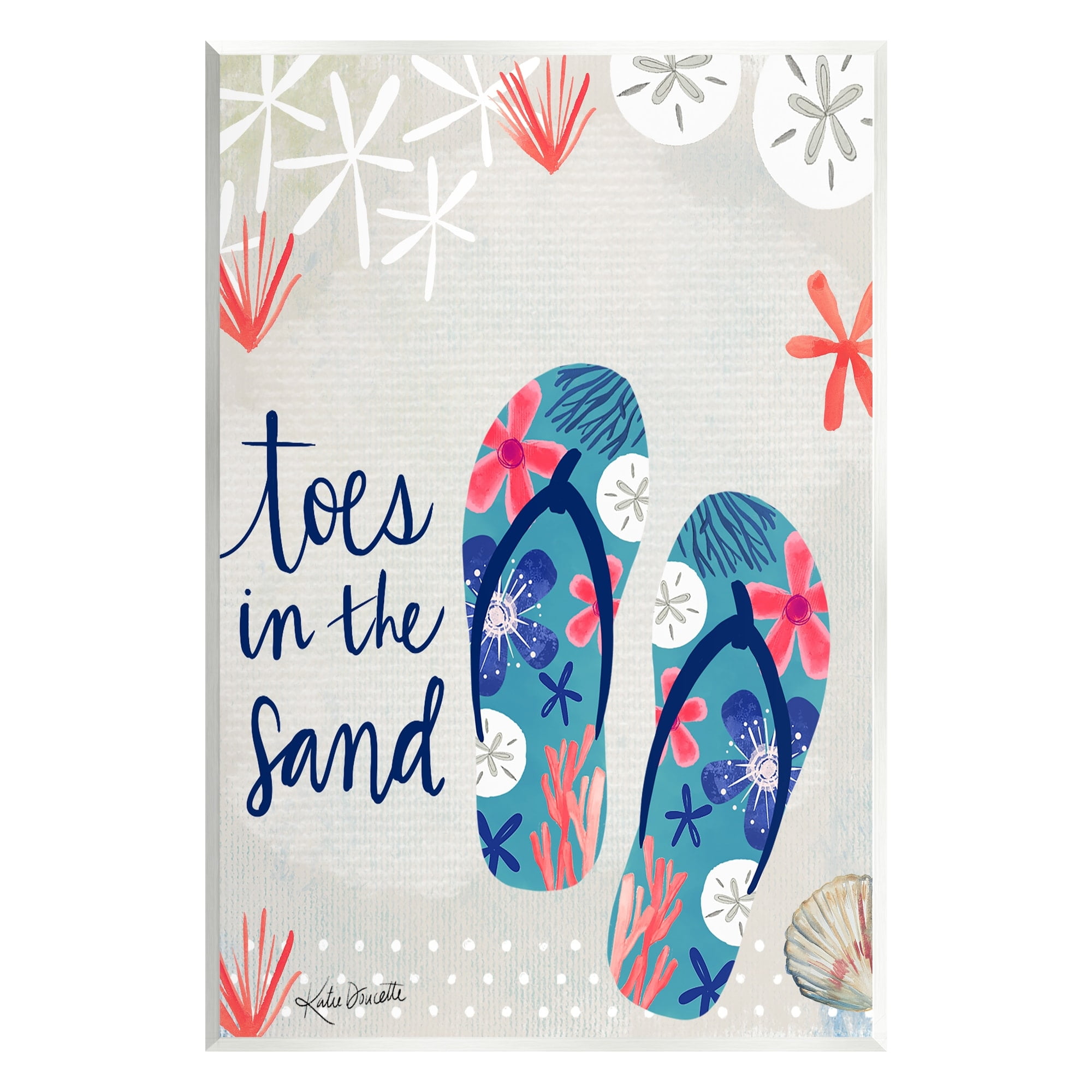 Stupell Industries Toes In Sand Varied Beach Botanical Patterned Flip-Flops Graphic Art Unframed Art Print Wall Art, Design by Katie Doucette