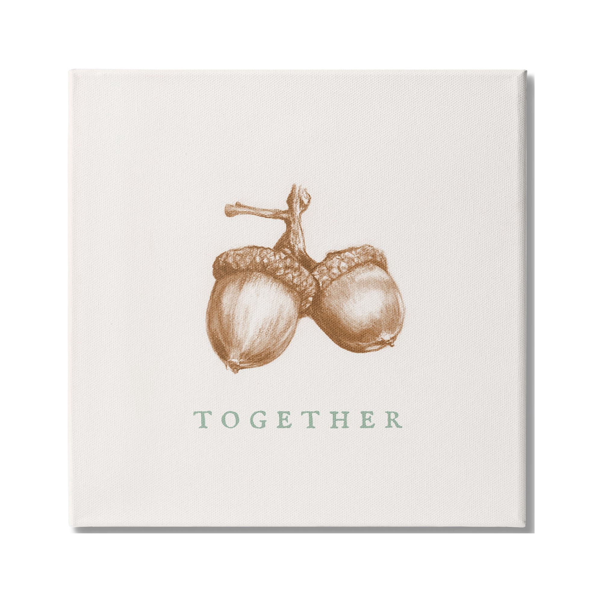 Stupell Industries Together Funny Phrase Vintage Acorn Pair Tree Nut Graphic Art Gallery-Wrapped Canvas Print Wall Art, 30x30, by Daphne Polselli