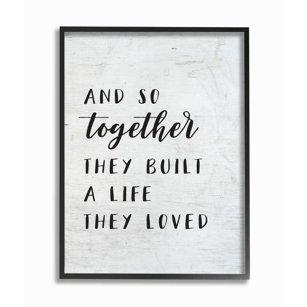 Stupell Industries Together Home Family Inspirational Word On Wood Texture Design Framed Giclee Texturized Art by Lettered and Lined