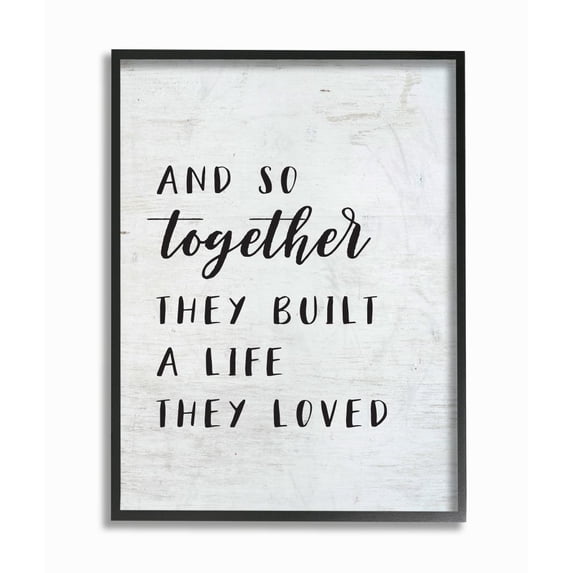Stupell Industries Together Home Family Inspirational Word On Wood Texture Design Framed Giclee Texturized Art by Lettered and Lined