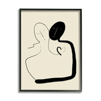 Stupell Industries Together Romantic Couple Embrace Modern Minimal Linework Abstract Painting Black Framed Art Print Wall Art, 11 x 14