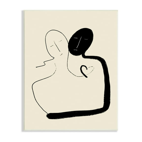 Stupell Industries Together Romantic Couple Embrace Modern Minimal Linework Abstract Painting Unframed Art Print Wall Art, 10 x 15