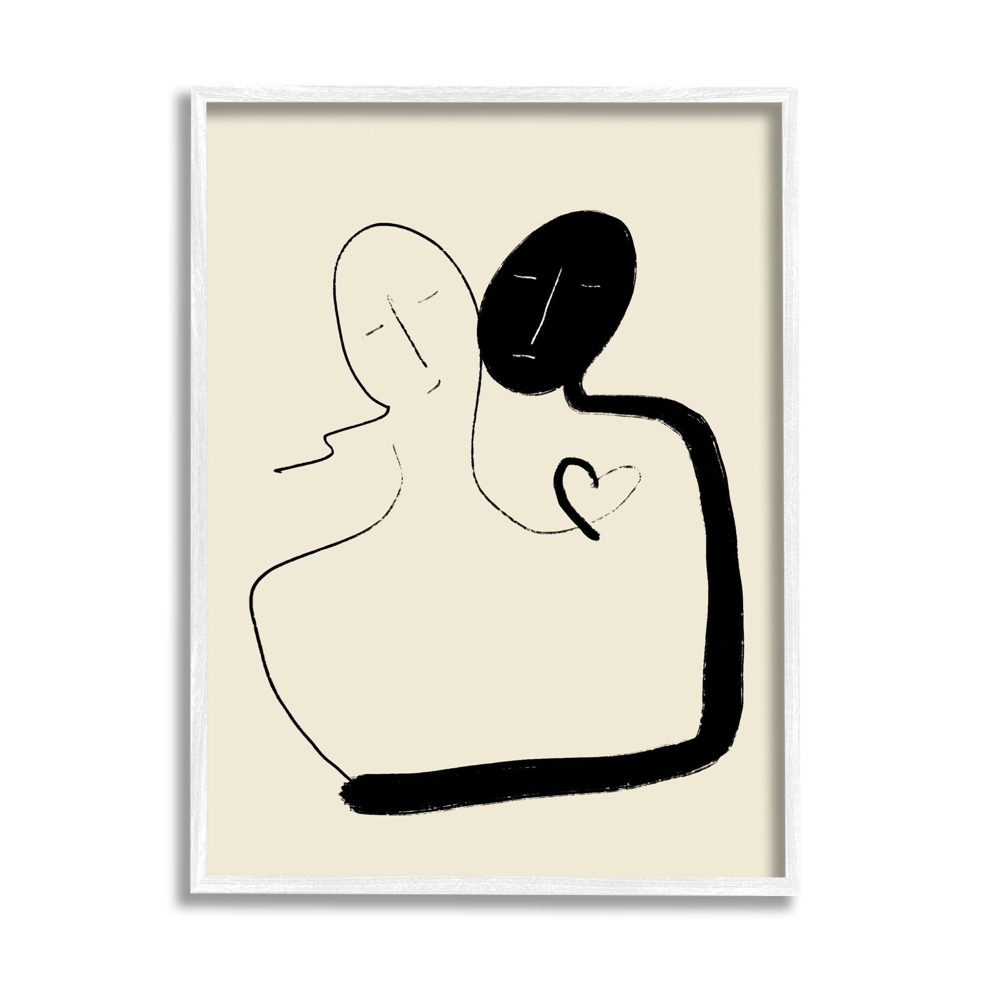 Stupell Industries Together Romantic Couple Embrace Modern Minimal Linework Abstract Painting White Framed Art Print Wall Art, 11 x 14