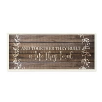 Stupell Industries Together They Built Love Wood Pattern Vines Worded Phrase Graphic Art Unframed Art Print Wall Art, 7x17, by Kim Allen