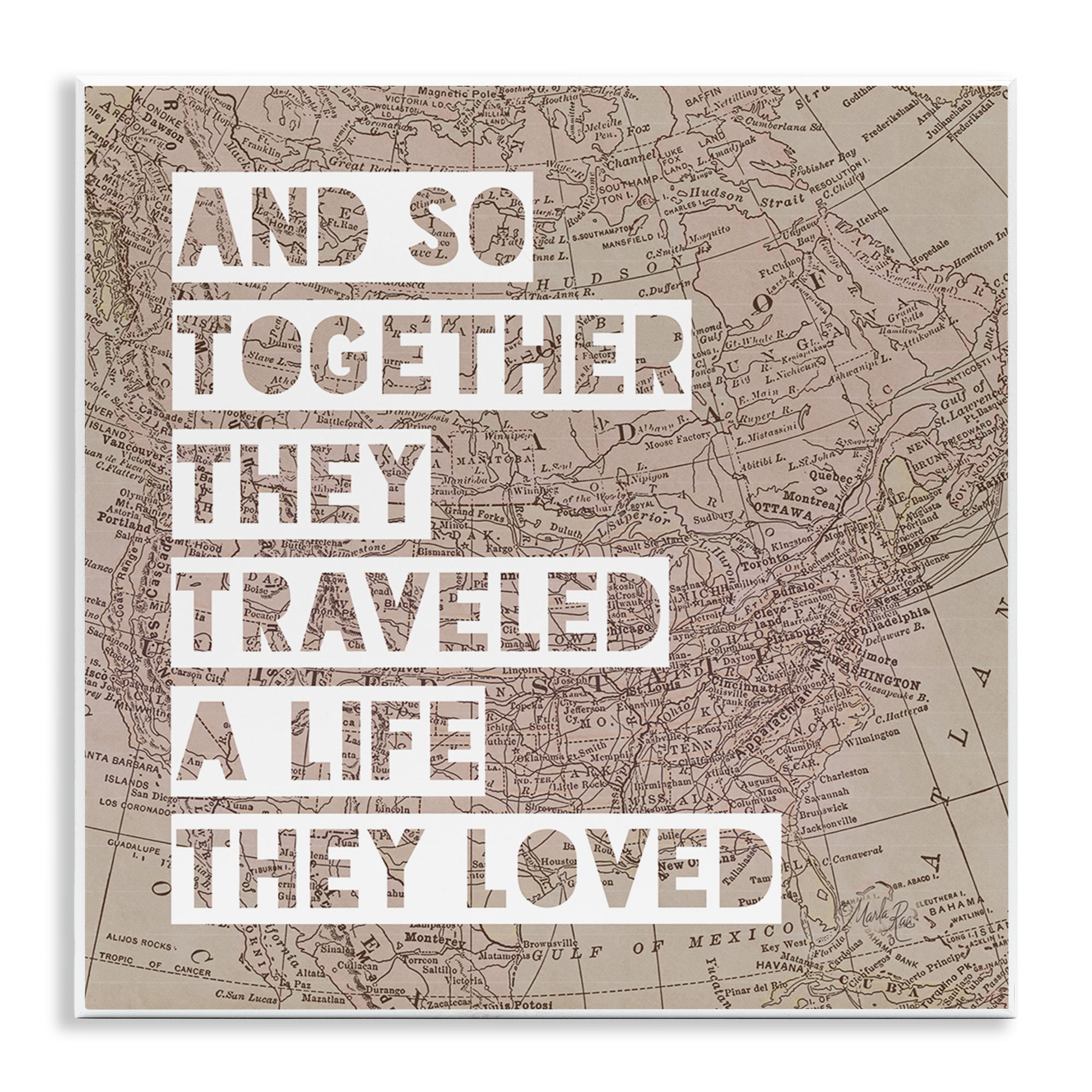 Stupell Industries Together They Traveled Text & Numbers Painting Unframed Art Print Wall Art, 12 x 12