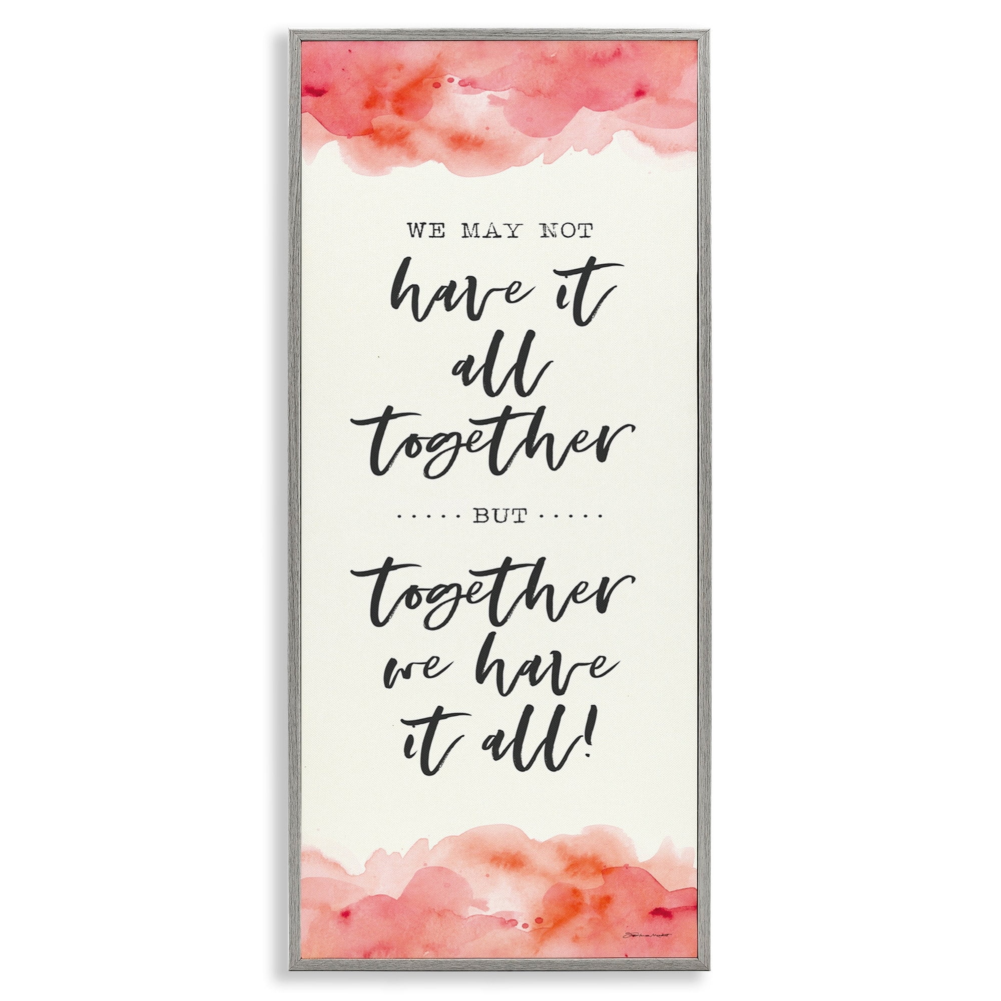 Stupell Industries Together We Have It All Peach Coral Watercolor Typography, 10 x 24,Design by Stephanie Workman Marrott