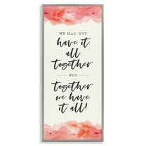 Stupell Industries Together We Have It All Peach Coral Watercolor Typography Gray Framed Art Print Wall Art, 13x30, by Stephanie Workman Marrott