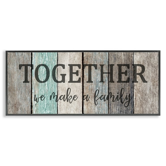 Stupell Industries Together We Make a Family Quote Inspirational Painting Black Framed Art Print Wall Art, 24 x 10