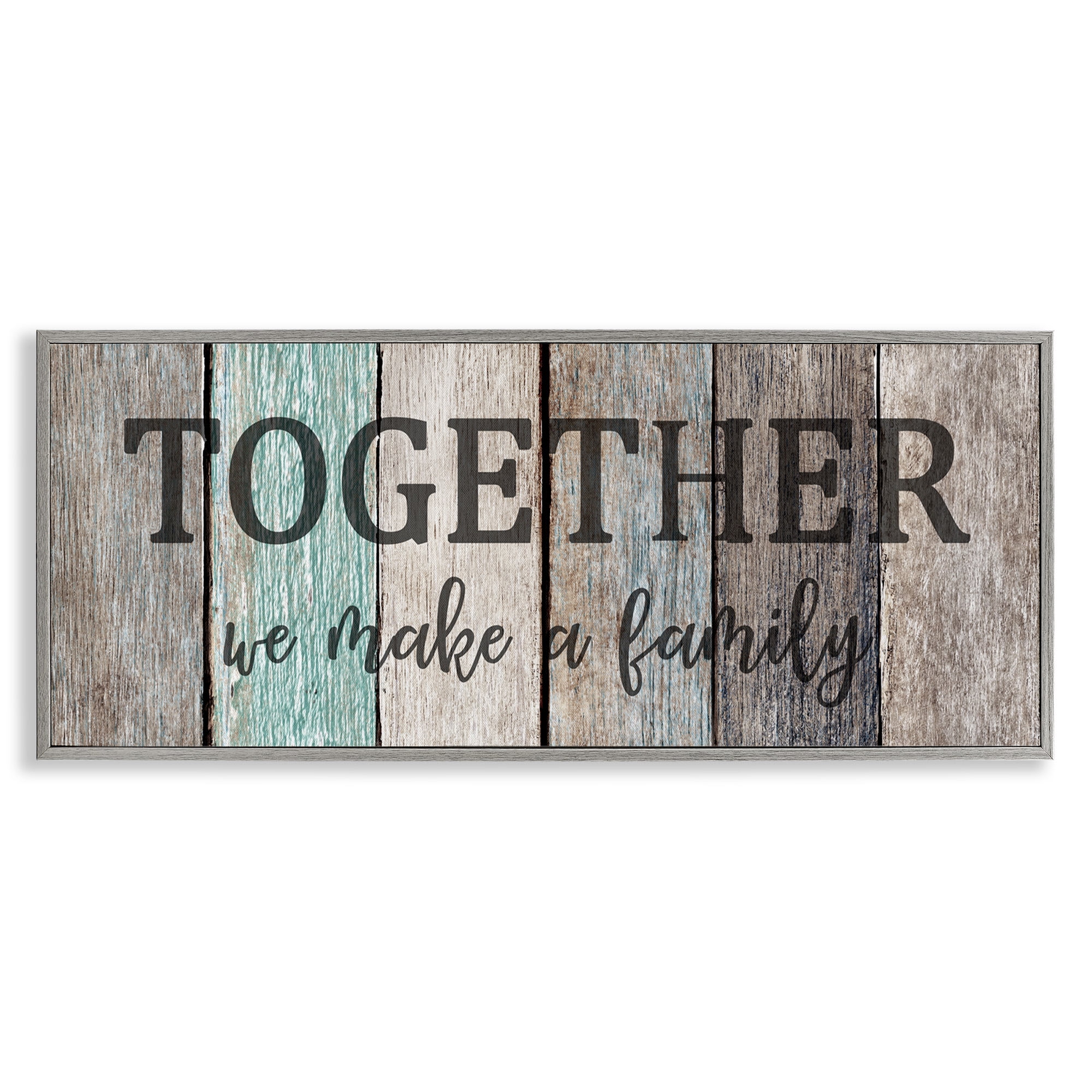 Stupell Industries Together We Make a Family Quote Inspirational Painting Gray Framed Art Print Wall Art, 24 x 10