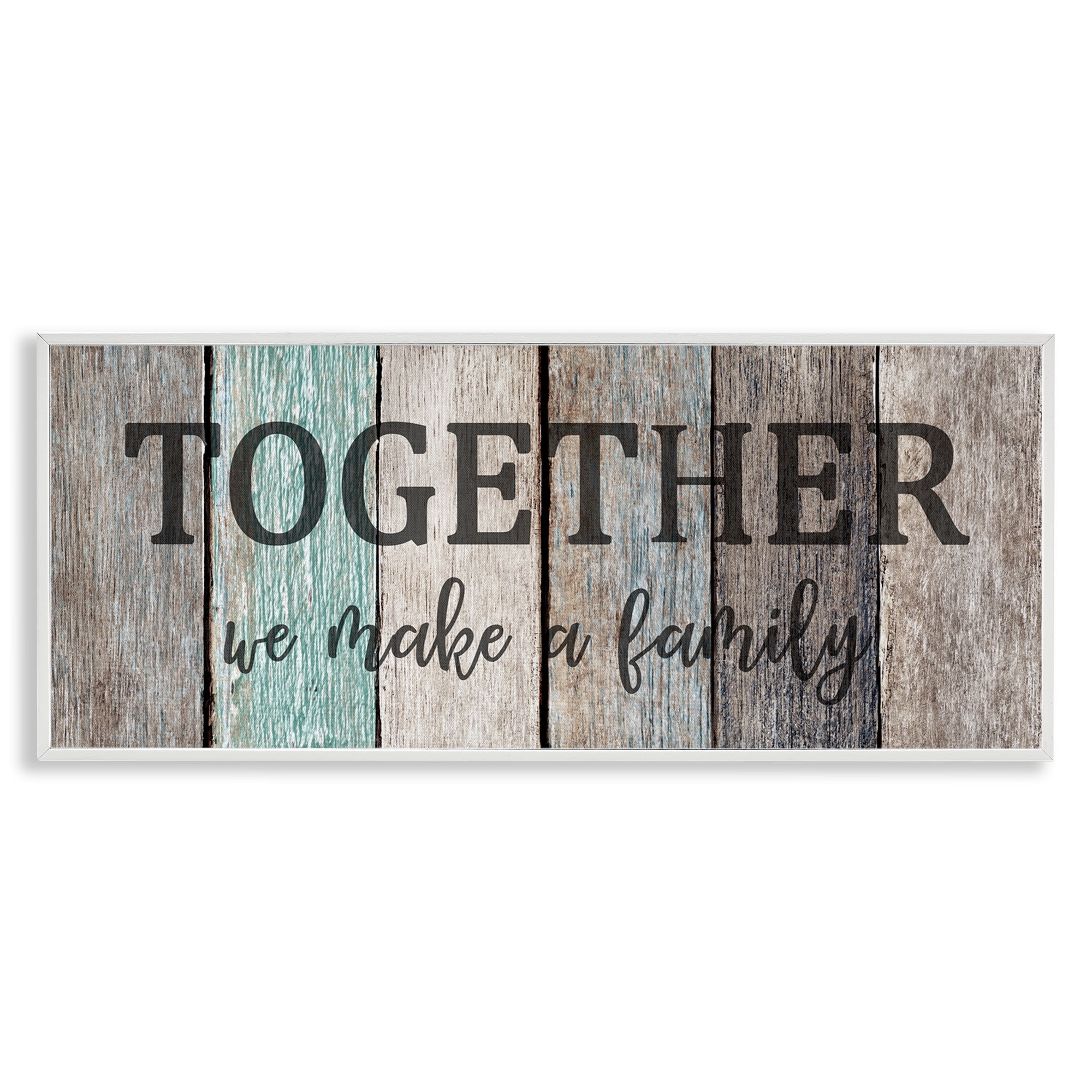 Stupell Industries Together We Make a Family Quote Inspirational Painting White Framed Art Print Wall Art, 24 x 10